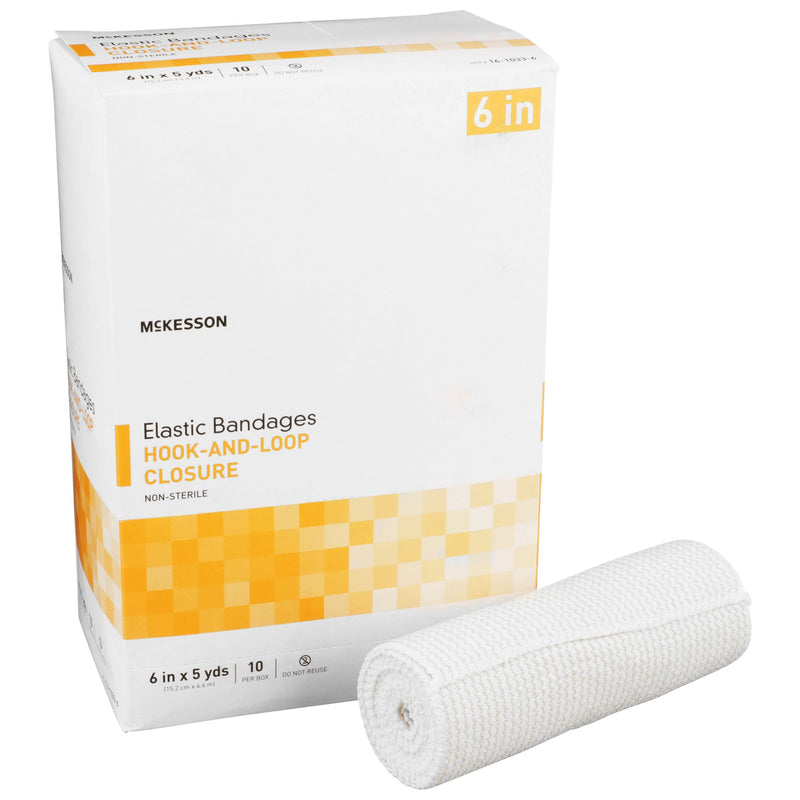 McKesson Elastic Bandage 6 Inch X 5 Yard Single Hook and Loop Closure Tan NonSterile Standard Compression (454621_BX) 10/BX