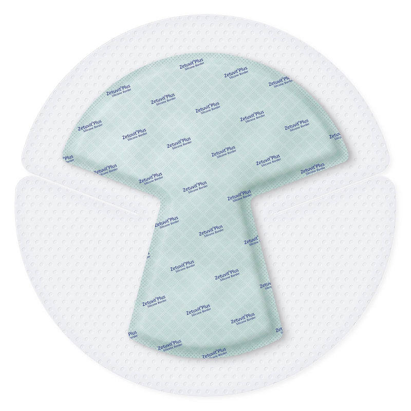 Zetuvit® Plus Silicone Border Super Absorbent Dressing Silicone Adhesive 10 X 10 Inch Heel (1235835_BX) 10/BX