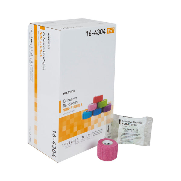 McKesson Cohesive Bandage 1-1/2 Inch X 5 Yard Self-adherent Closure Purple / Pink / Green / Light Blue / Royal Blue / Red NonSterile Standard Compression (987335_CS) 48/CS