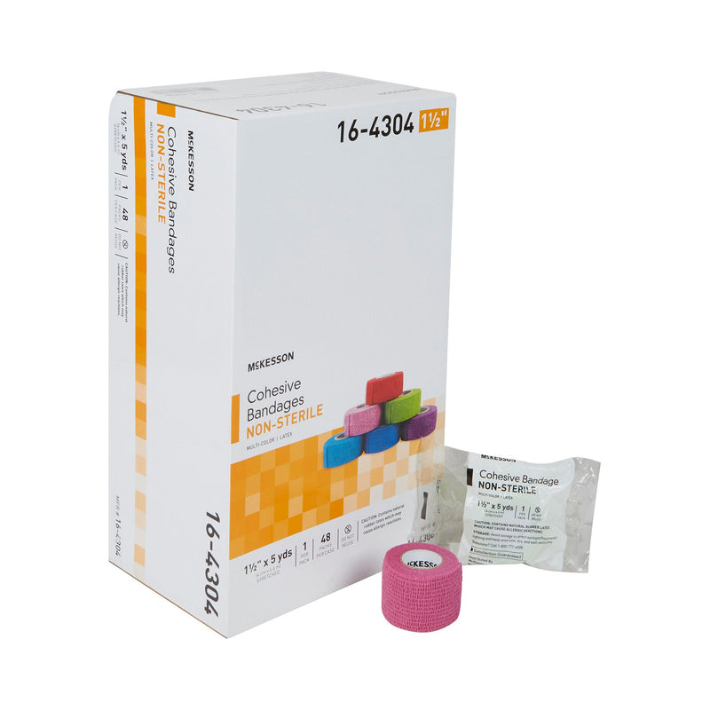 McKesson Cohesive Bandage 1-1/2 Inch X 5 Yard Self-adherent Closure Purple / Pink / Green / Light Blue / Royal Blue / Red NonSterile Standard Compression (987335_CS) 48/CS