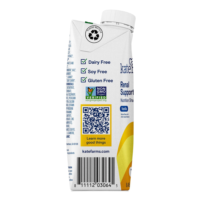 Kate Farms Renal Support 1.8 Oral Supplement Vanilla Flavor Liquid 8.45 oz. Carton (1184938_EA) 1/EA