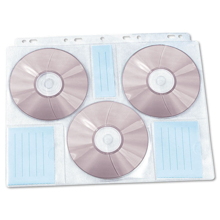 Innovera® Two-Sided CD/DVD Pages for Three-Ring Binder, 6 Disc Capacity, Clear, 10/Pack (IVR39301) Each