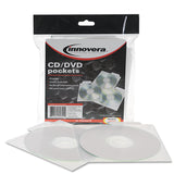 Innovera® CD/DVD Pockets, 1 Disc Capacity, Clear, 25/Pack (IVR39701) Pack of 25