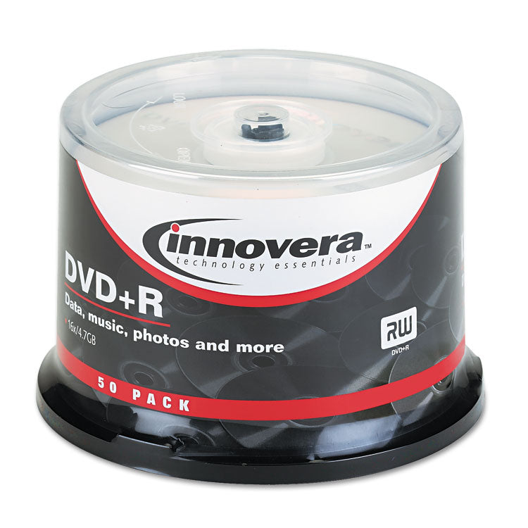 Innovera® DVD+R Recordable Disc, 4.7 GB, 16x, Spindle, Silver, 50/Pack (IVR46851) Pack of 50