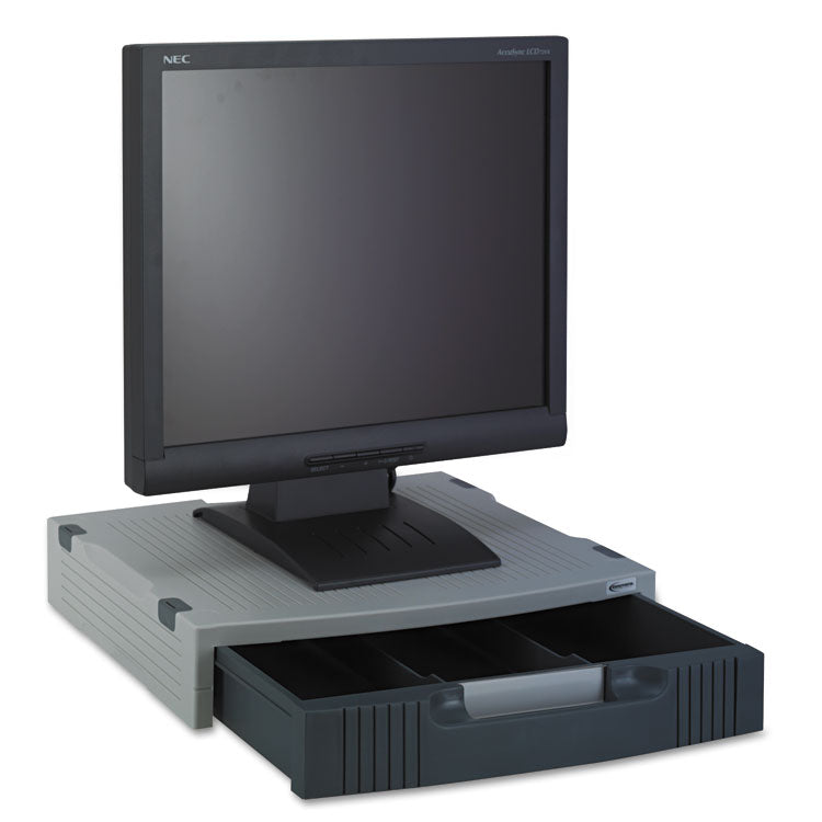 Innovera® Basic LCD Monitor/Printer Stand, 15" x 11" x 3", Charcoal Gray/Light Gray (IVR55000) Each