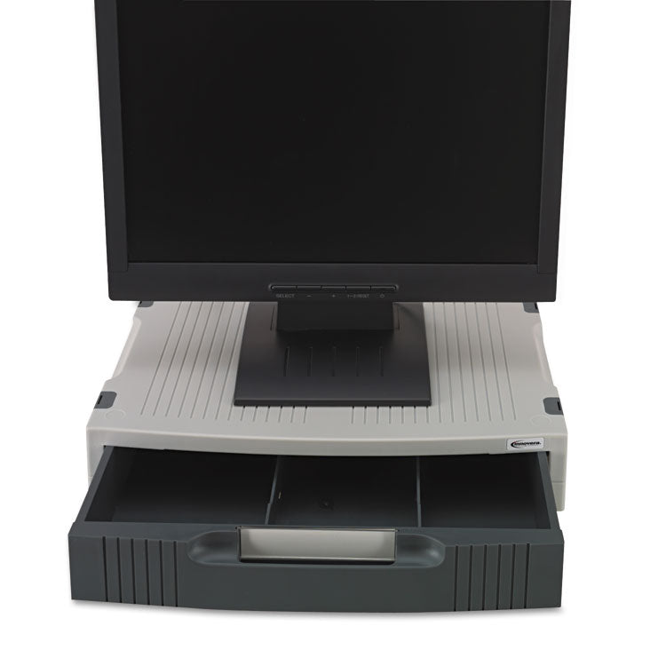 Innovera® Basic LCD Monitor/Printer Stand, 15" x 11" x 3", Charcoal Gray/Light Gray (IVR55000) Each