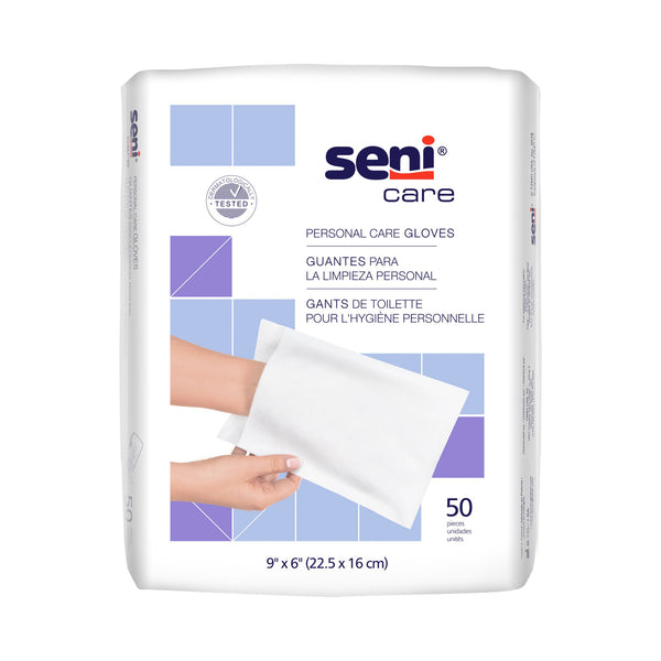 Seni Care Wash Mitt 6 X 9 Inch White Disposable (1163872_PK) 50/PK