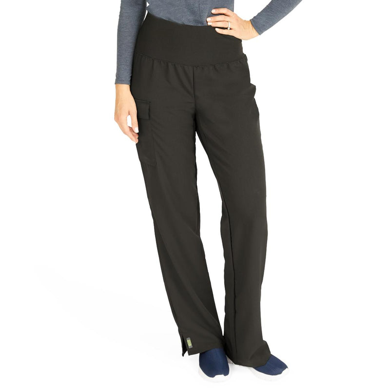 Ocean AVE Women's Stretch Wide Waistband Scrub Pants with Cargo Pocket, Black, Tall Inseam, Size L, 1/EA  (5560BLKLT) Each