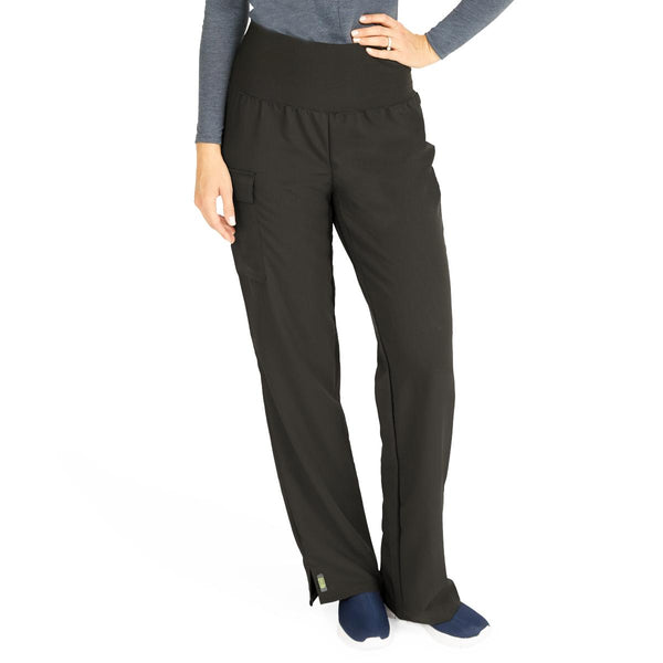 Ocean AVE Women's Stretch Wide Waistband Scrub Pants with Cargo Pocket, Black, Tall Inseam, Size M, 1/EA  (5560BLKMT) Each