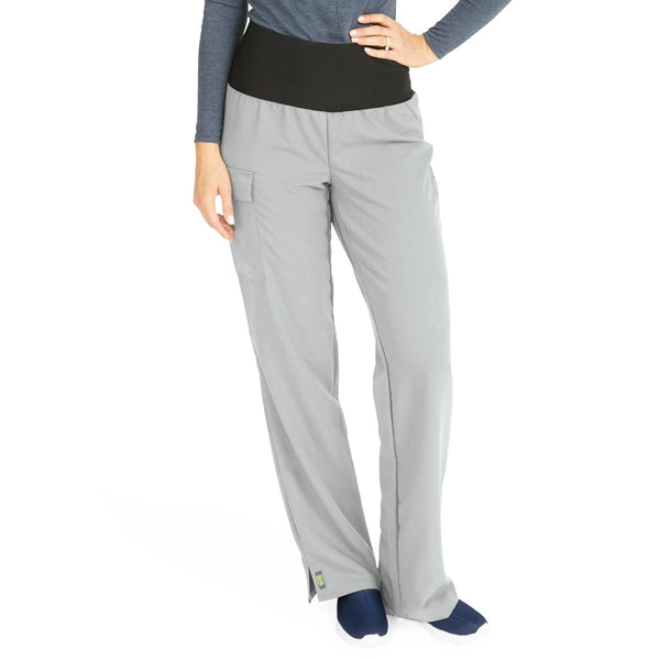 Ocean AVE Women's Stretch Wide Waistband Scrub Pants with Cargo Pocket, Gray, Petite Inseam, Size L, 1/EA  (5560GRYLP) Each