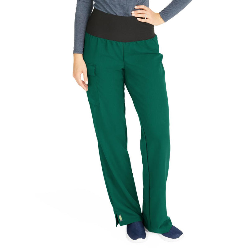 Ocean AVE Women's Stretch Wide Waistband Scrub Pants with Cargo Pocket, Hunter Green, Petite Inseam, Size S, 1/EA  (5560HTRSP) Each