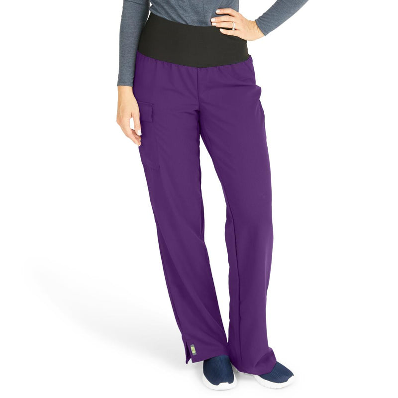 Ocean AVE Women's Stretch Wide Waistband Scrub Pants with Cargo Pocket, Regal Purple, Regular Inseam, Size XS, 1/EA  (5560RPLXS) Each