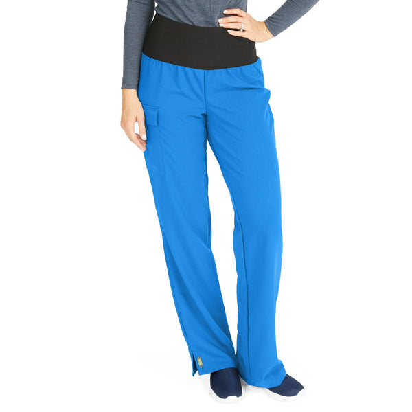 Ocean AVE Women's Stretch Wide Waistband Scrub Pants with Cargo Pocket, Royal Blue, Petite Inseam, Size L, 1/EA  (5560RYLLP) Each