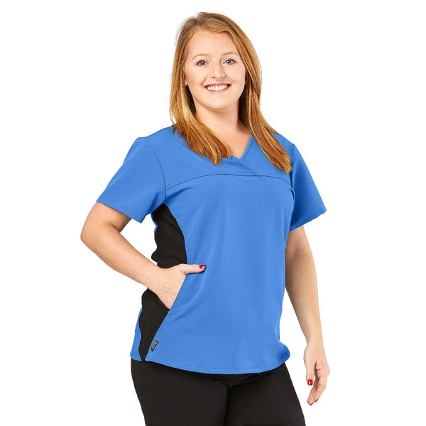 California AVE Women's Yoga-Style Stretch Scrub Tops with Pockets, 1/EA (5565CBLXS) Each