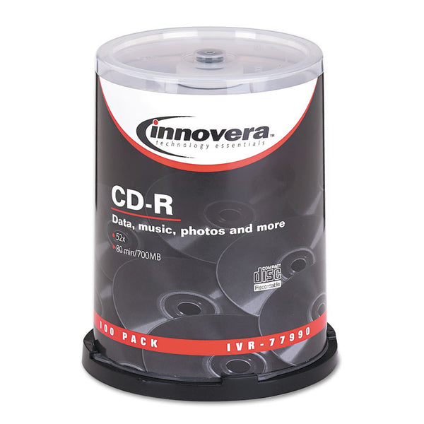 Innovera® CD-R Recordable Disc, 700 MB/80min, 52x, Spindle, Silver, 100/Pack (IVR77990)