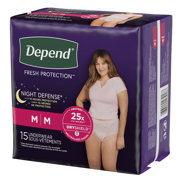 Depend® Night Defense® Female Adult Absorbent Underwear Waistband Style Medium Disposable Heavy Absorbency (1163806_PK) 15/PK