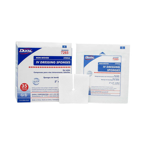 Dukal™ I.V. Sponge 2 X 2 Inch 6-Ply Sterile 2 per Pack (768873_BX) 35/BX