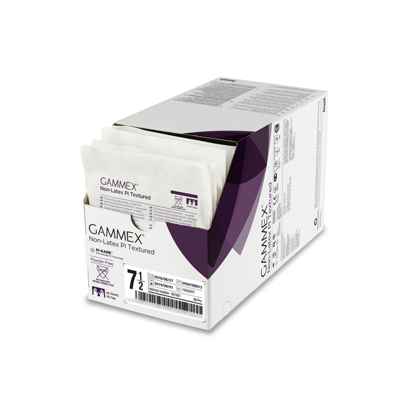 GAMMEX® Non-Latex PI Textured Surgical Glove Size 7.5 Sterile Polyisoprene Standard Cuff Length Fully Textured White Chemo Tested (890679_BX) 50/BX