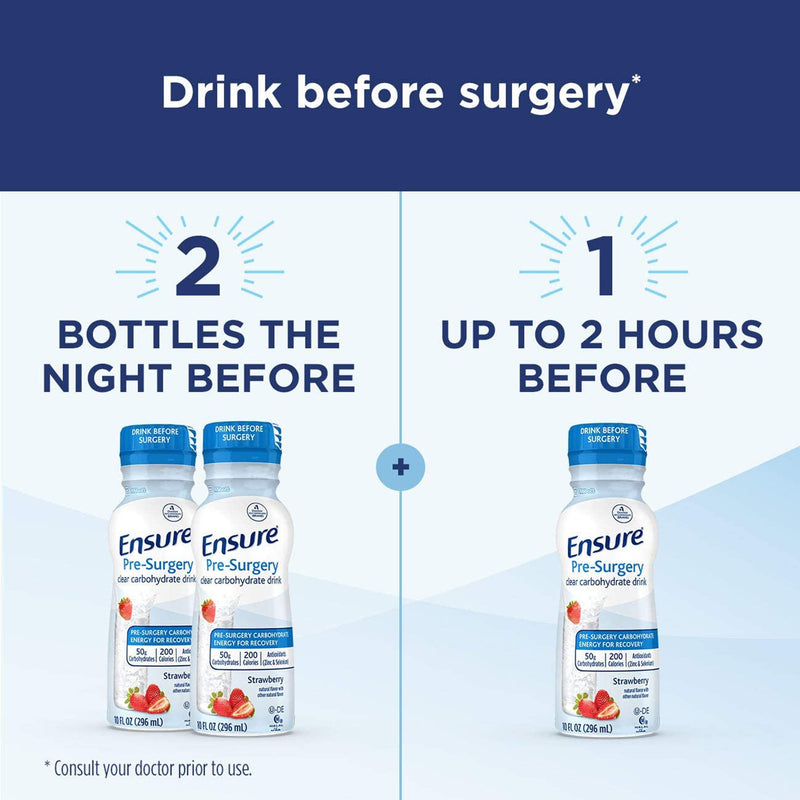 Ensure® Pre-Surgery Clear Carbohydrate Drink Oral Supplement Strawberry Flavor Liquid 10 oz. Bottle (1053429_CS) 12/CS