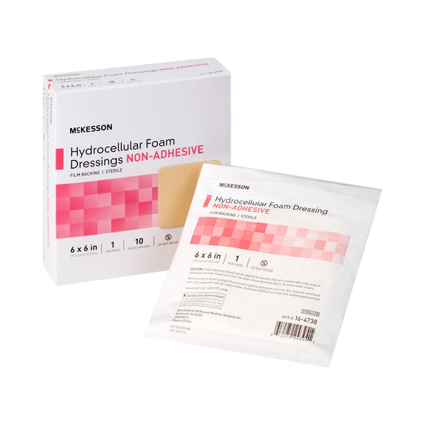 McKesson Foam Dressing 6 X 6 Inch Without Border Film Backing Nonadhesive Square Sterile (1138303_EA) 1/EA