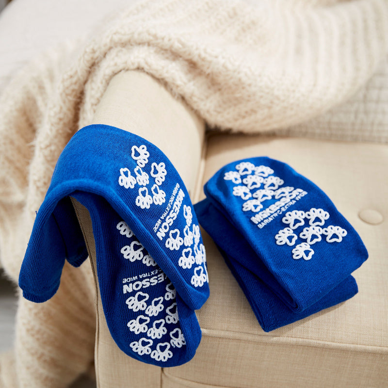 McKesson Terries™ Slipper Socks Unisex Adult Bariatric / X-Wide Single Tread Single Patient Use Royal Blue (480453_PR) 1/PR