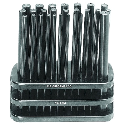 C.S. Osborne 02470 28 Piece Set Transferpunch w/Rack (565-K-358) 1 Set