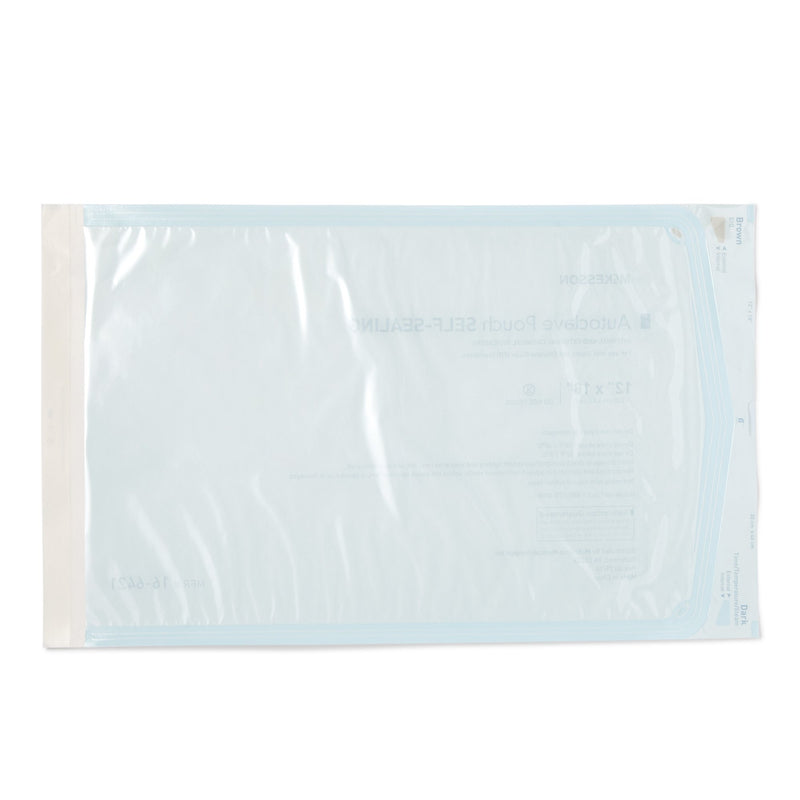 McKesson Sterilization Pouch Ethylene Oxide (EO) Gas / Steam 12 X 18 Inch Transparent Blue / White Self Seal Paper / Film (960948_CS) 1000/CS