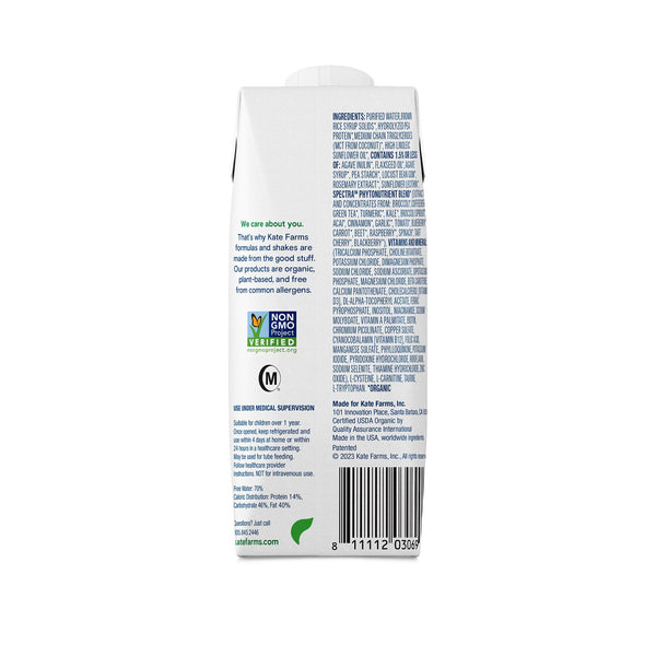 Kate Farms Pediatric Peptide 1.5 Pediatric Oral Supplement Plain Flavor 8.45 oz. Carton Liquid Organic Hydrolyzed Pea Protein (1184932_EA) 1/EA