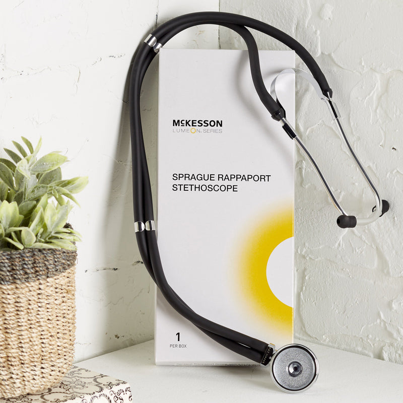 McKesson LUMEON™ Sprague Stethoscope Black 2-Tube 22 Inch Tube Double Sided Chestpiece (363729_EA) 1/EA