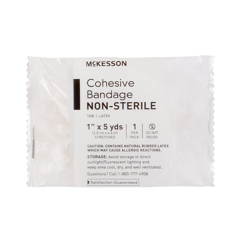 McKesson Cohesive Bandage 1 Inch X 5 Yard Self-adherent Closure Tan NonSterile Standard Compression (464151_PK) 1/PK