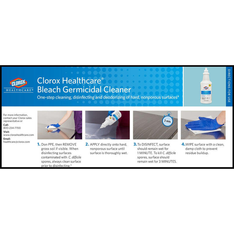 Clorox Healthcare® Bleach Germicidal Surface Disinfectant Cleaner Manual Squeeze Liquid 32 oz. Bottle Fruity Floral Bleach Scent NonSterile (369427_CS) 6/CS