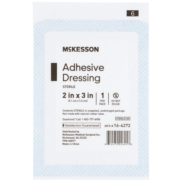 McKesson Non-Adherent Dressing with Adhesive 2 X 3 Inch Sterile 1 per Pack (1088663_BX) 100/BX