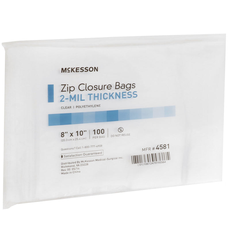 McKesson Reclosable Bag 8 X 10 Inch Polyethylene Clear Zipper Closure (854574_BX) 10/BX