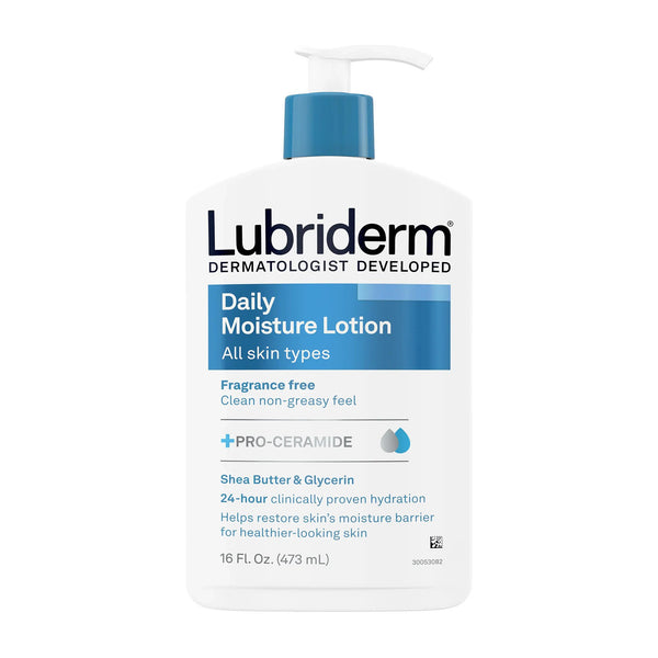 Lubriderm® Hand and Body Moisturizer 16 oz. Pump Bottle Unscented Lotion CHG Compatible (180802_CS) 12/CS