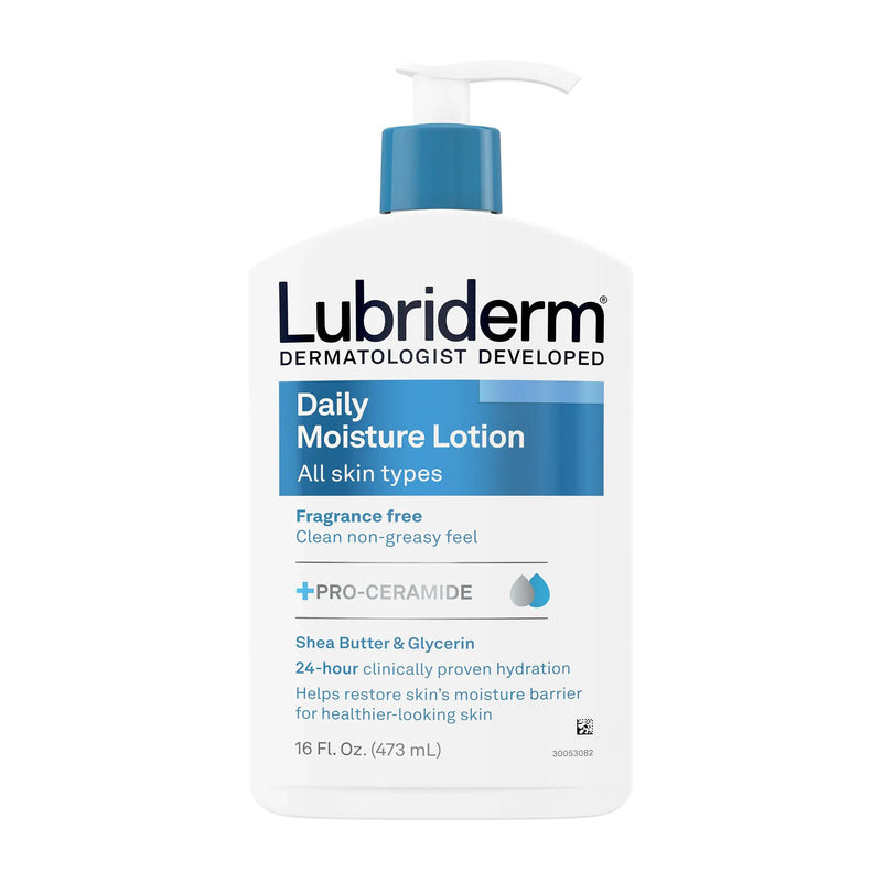 Lubriderm® Hand and Body Moisturizer 16 oz. Pump Bottle Unscented Lotion CHG Compatible (180802_CS) 12/CS