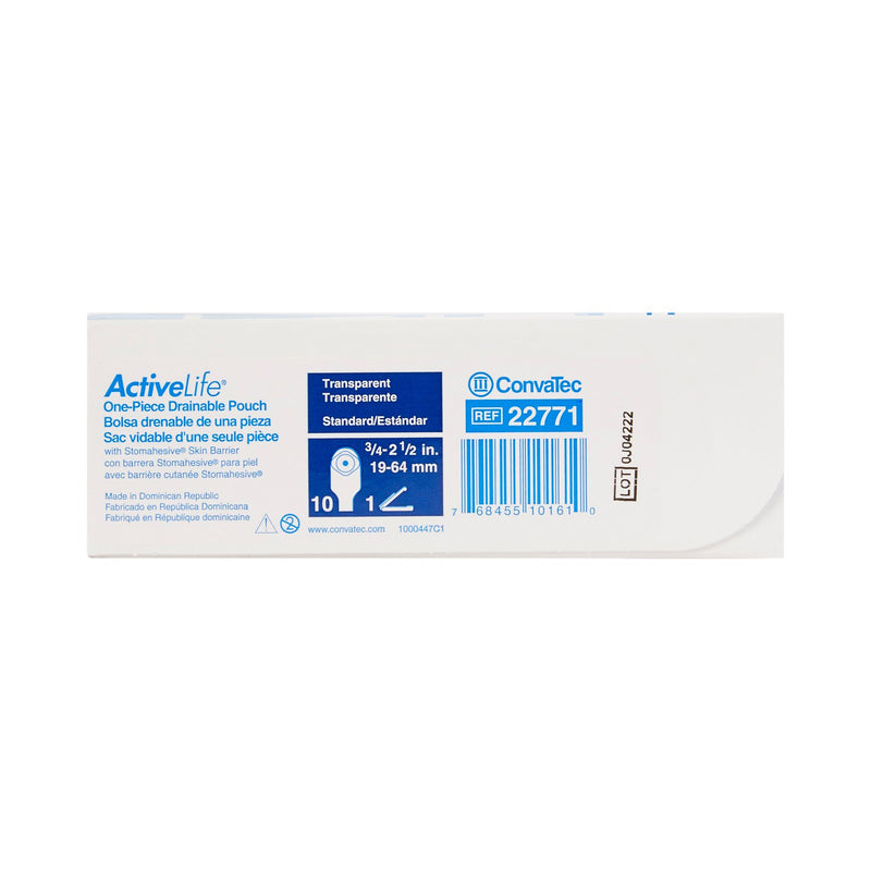 ActiveLife® Colostomy Pouch One-Piece System 12 Inch Length Flat, Trim To Fit 3/4 to 2-1/2 Inch Stoma Drainable (149320_BX) 10/BX