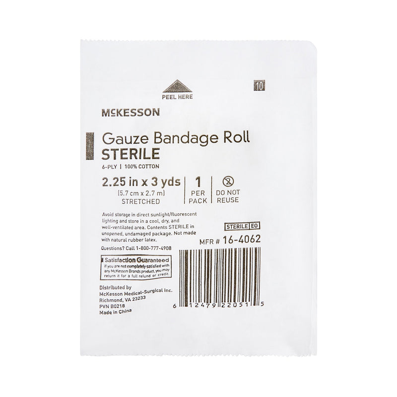 McKesson Fluff Bandage Roll 2-1/4 Inch X 3 Yard 6-Ply Sterile 1 per Pouch (1056324_RL) 1/RL
