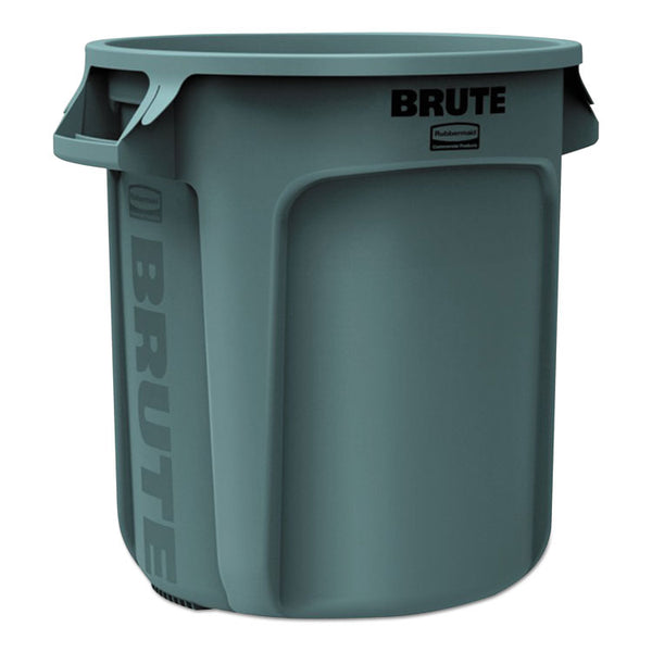 Rubbermaid® Commercial Vented Round Brute Container, 10 gal, Plastic, Gray (RCP2610GRA)