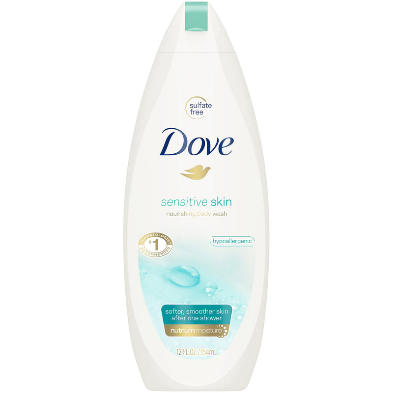 Dove® Sensitive Skin Body Wash Liquid 12 oz. Bottle Unscented (575285_EA) 1/EA