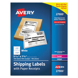 Avery® Shipping Labels with Paper Receipt Bulk Pack, Inkjet/Laser Printers, 5.06 x 7.63, White, 100/Box (AVE27900)