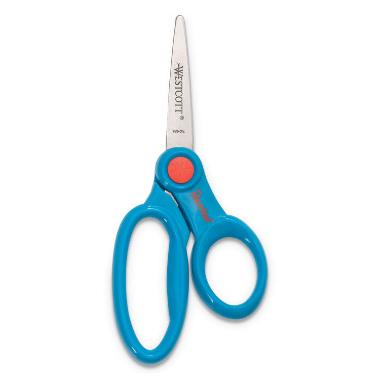 Westcott® Kids' Scissors with Antimicrobial Protection, Pointed Tip, 5" Long, 2" Cut Length, Assorted Straight Handles, 12/Pack (ACM14872) Pack of 12