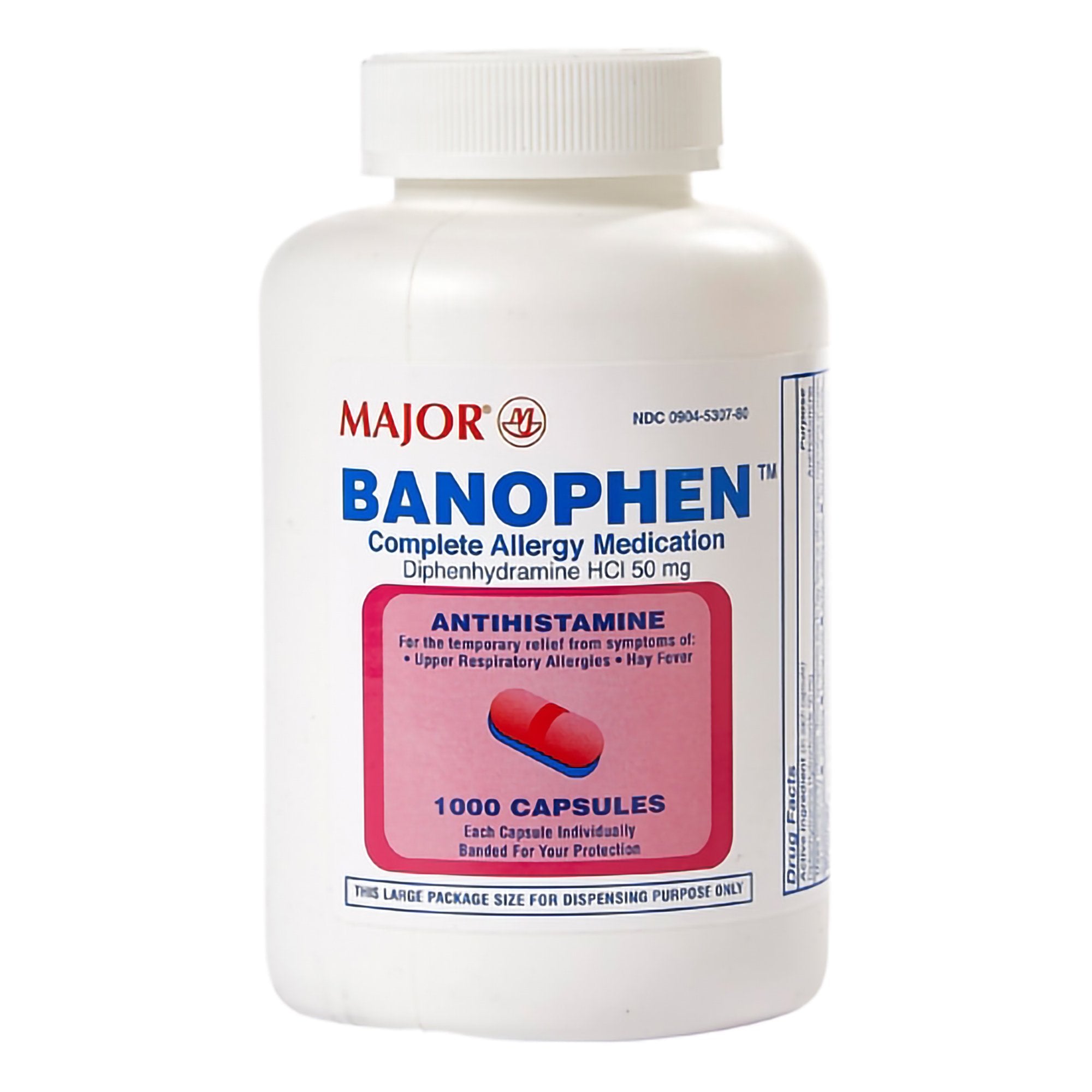 Banophen™ Allergy Relief 50 mg Strength Capsule 1,000 per Bottle (4979 ...