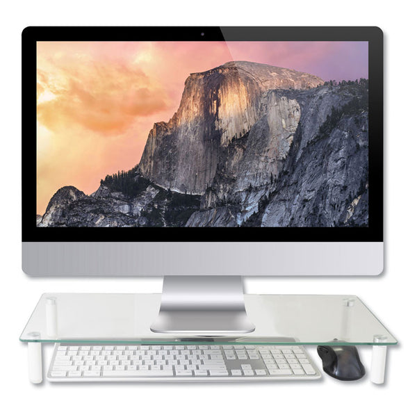 Kantek Glass Monitor Riser, 22" x 8.25" x 3.25", Clear, Supports 40 lbs (KTKMS370) Each