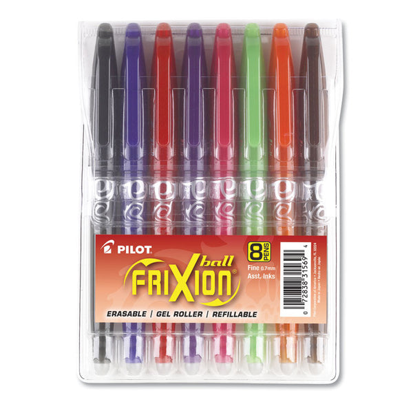 Pilot® FriXion Ball Erasable Gel Pen, Stick, Fine 0.7 mm, Assorted Ink and Barrel Colors, 8/Pack (PIL31569)