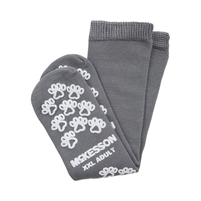 McKesson Terries™ Slipper Socks Unisex Adult 2X-Large Single Tread Single Patient Use Gray (504733_CS) 48/CS