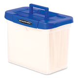 Bankers Box® Heavy-Duty Portable File Box, Letter Files, 14.25" x 8.63" x 11.06", Clear/Blue (FEL0086301) Each