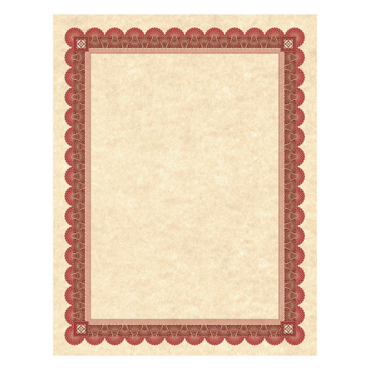 Southworth® Parchment Certificates, Academic, 8.5 x 11, Copper with Red/Brown Border, 25/Pack (SOUCT5R)