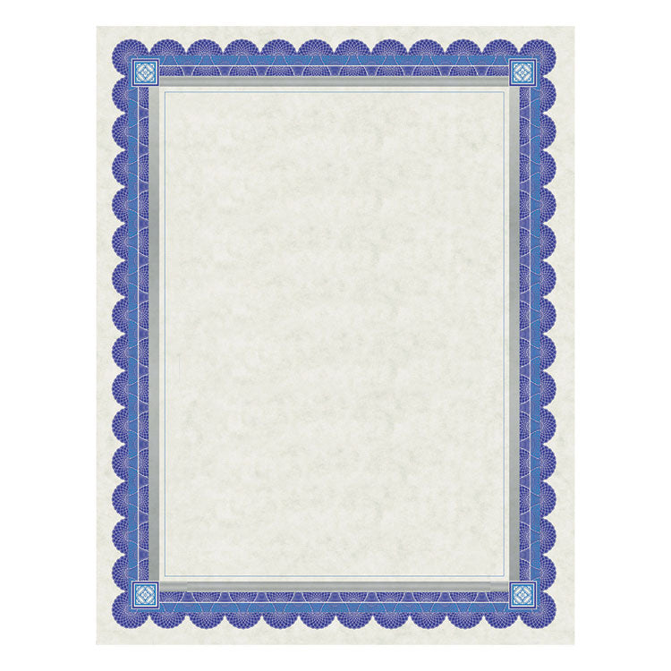 Southworth® Parchment Certificates, Academic, 8.5 x 11, Ivory with Blue/Silver Foil Border, 15/Pack (SOUCT1R) Pack of 15