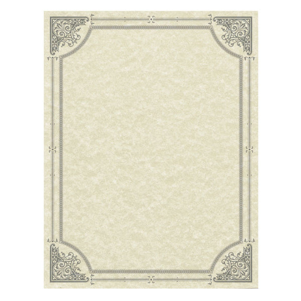Southworth® Parchment Certificates, Vintage, 8.5 x 11, Ivory with Silver Foil Border, 50/Pack (SOU91360)