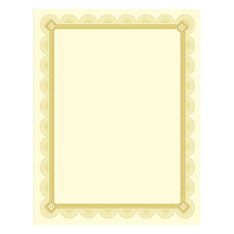 Southworth® Premium Certificates, 8.5 x 11, Ivory/Gold with Spiro Gold Foil Border,15/Pack (SOUCTP2V) Pack of 15